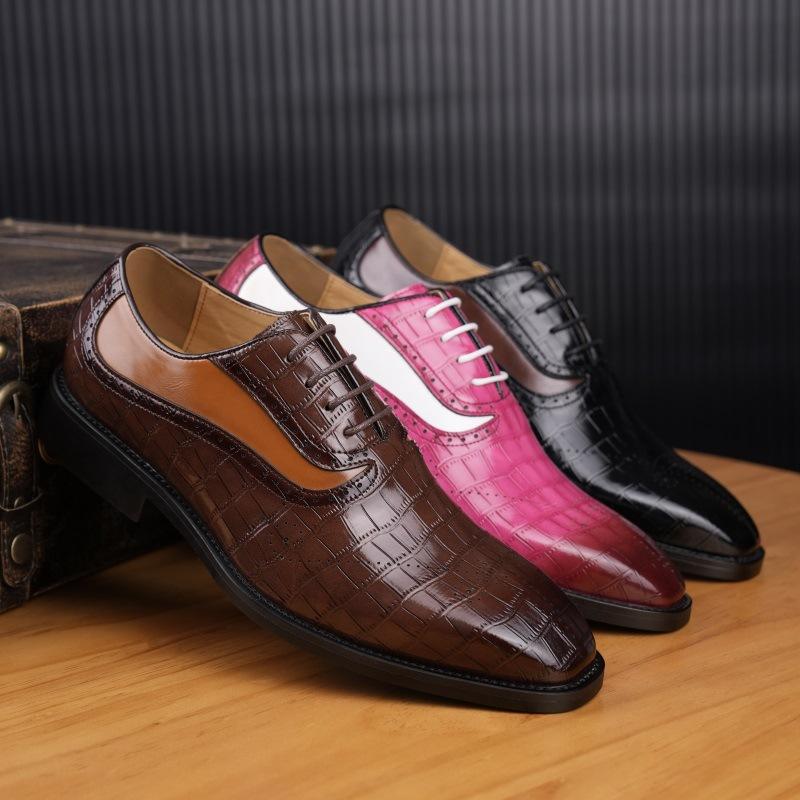 Leather shoes men's British business casual men's leather shoes retro lace-up trend versatile men's wedding shoes