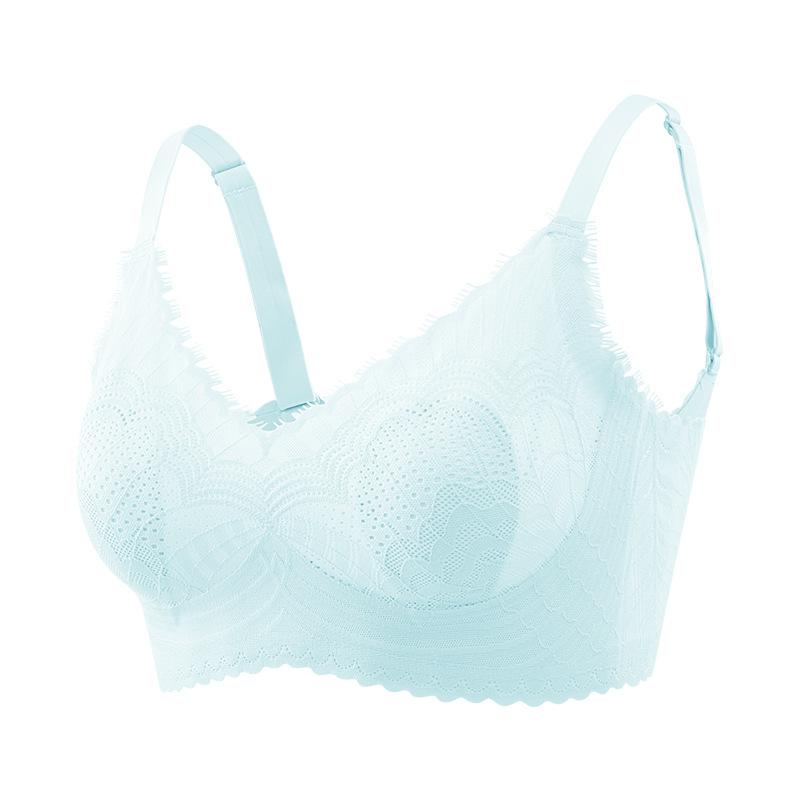 White Floral Lace Comfort Wireless Bra with Adjustable Straps