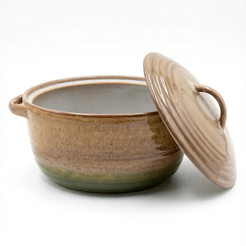 2L POT, HEAT-RESISTANT DISH WITH LID, BREAD 23 Cm, CERAMIC VASE