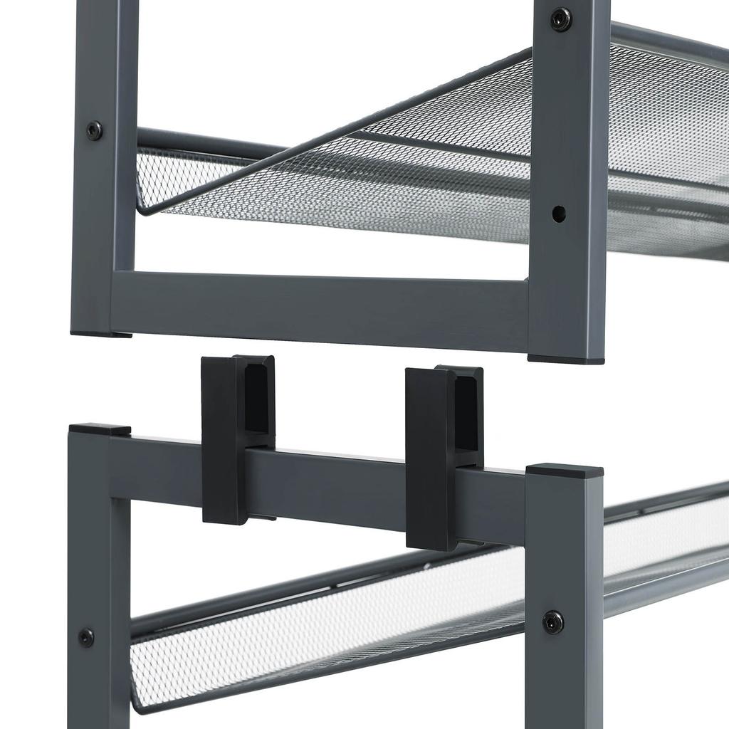 SONGMICS 8-Tier Shoe Rack, Set of 2 Stackable 4-Tier Shoe Organisers, Steel Mesh Shoe Shelf Storage, Adjustable Flat or Angled Shelves, Cool Grey