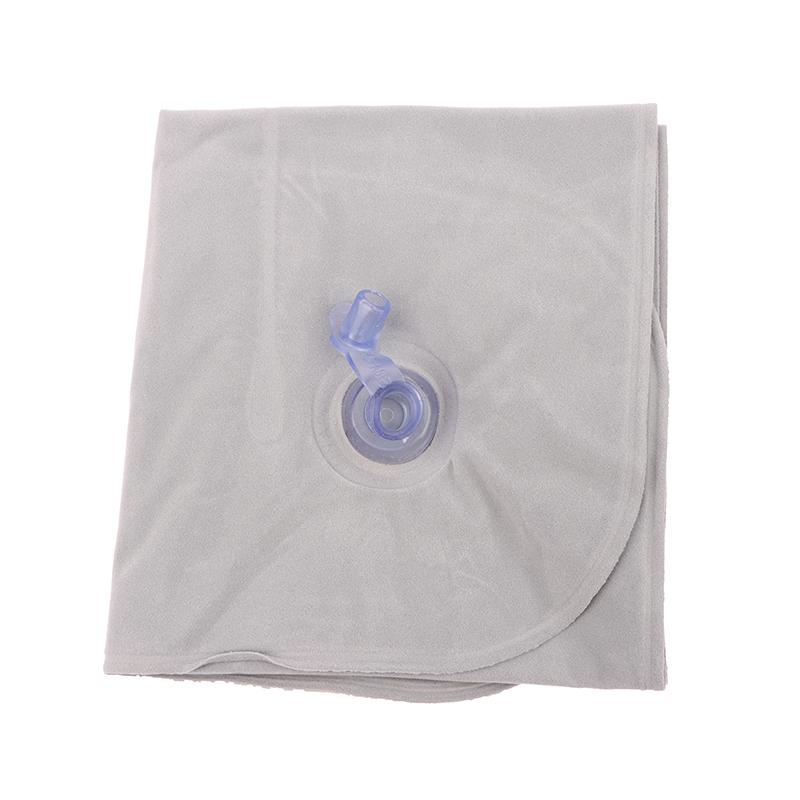Portable Inflatable Flocking Pvc Pillow Camping Sleeping Air Pillow For Travel Outdoor Hiking Flight Foldable Head Rest Pillow