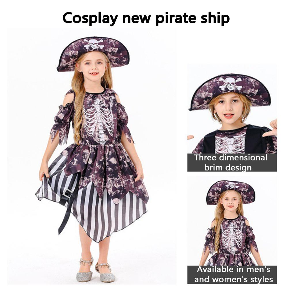 Halloween Pirate Stage Costume Cosplay Trick or Treat Set Unisex Swashbuckling Adventure Outfit Complete Role Play Prop Dress Up