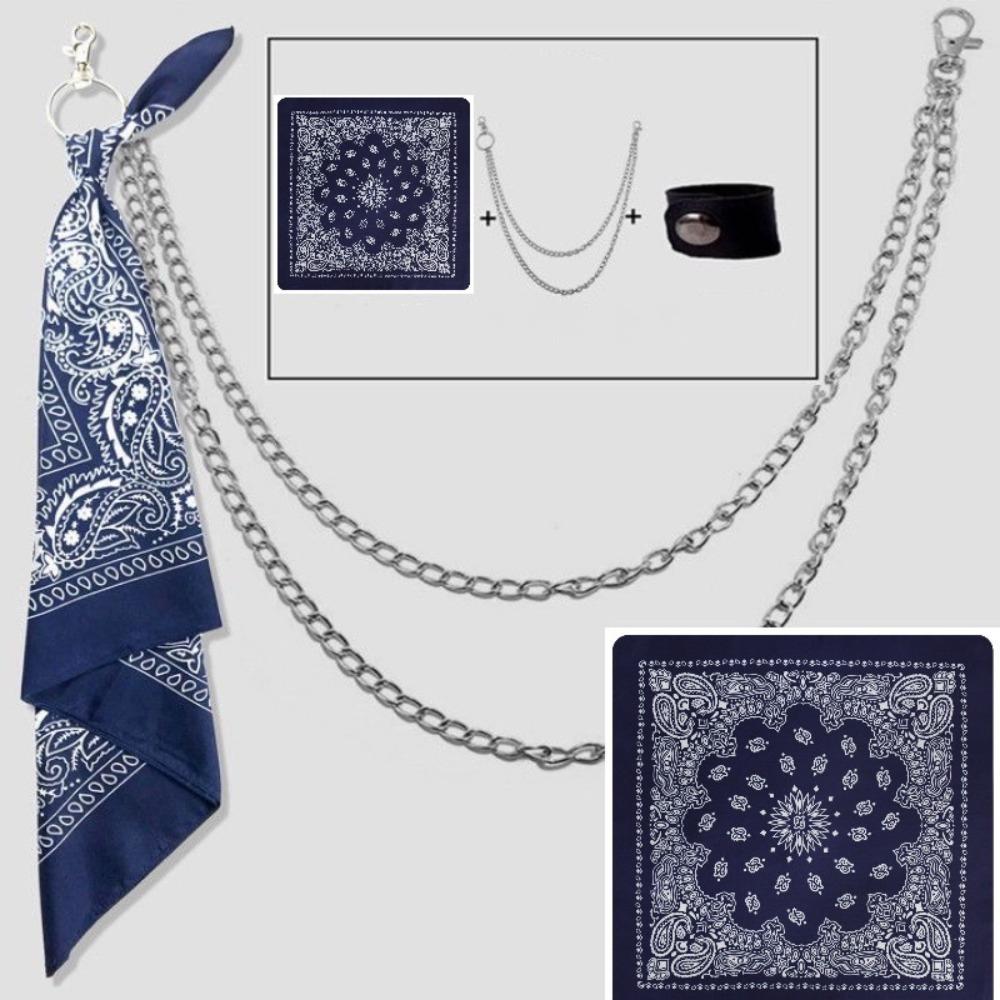 Schmuck Hip Hop Quadratisches Halstuch Kette an Jeans Koreanisches Streetwear Quadratisches Halstuch Hosenketten Unisex Hosen Gürtelkette
