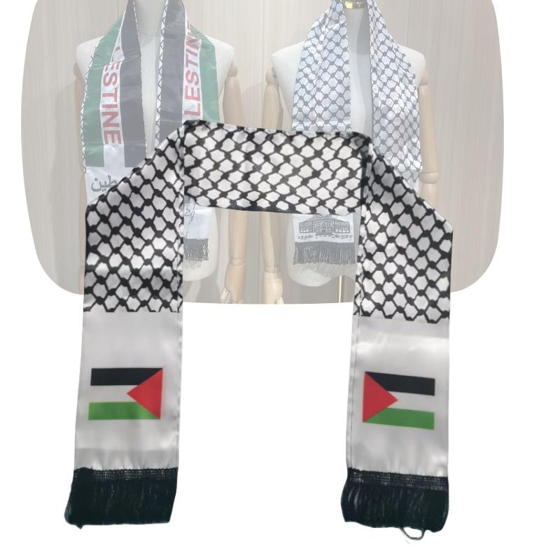 Palestine Flag Scarf 14*130cm Double Layered Polyester Fabric