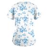 Tops Uniforme da Lavoro Stampati Taglie Forti per Donna Scollo a V Incrociato Manica Corta T-shirt Divertenti Camicia da Lavoro con Tasche