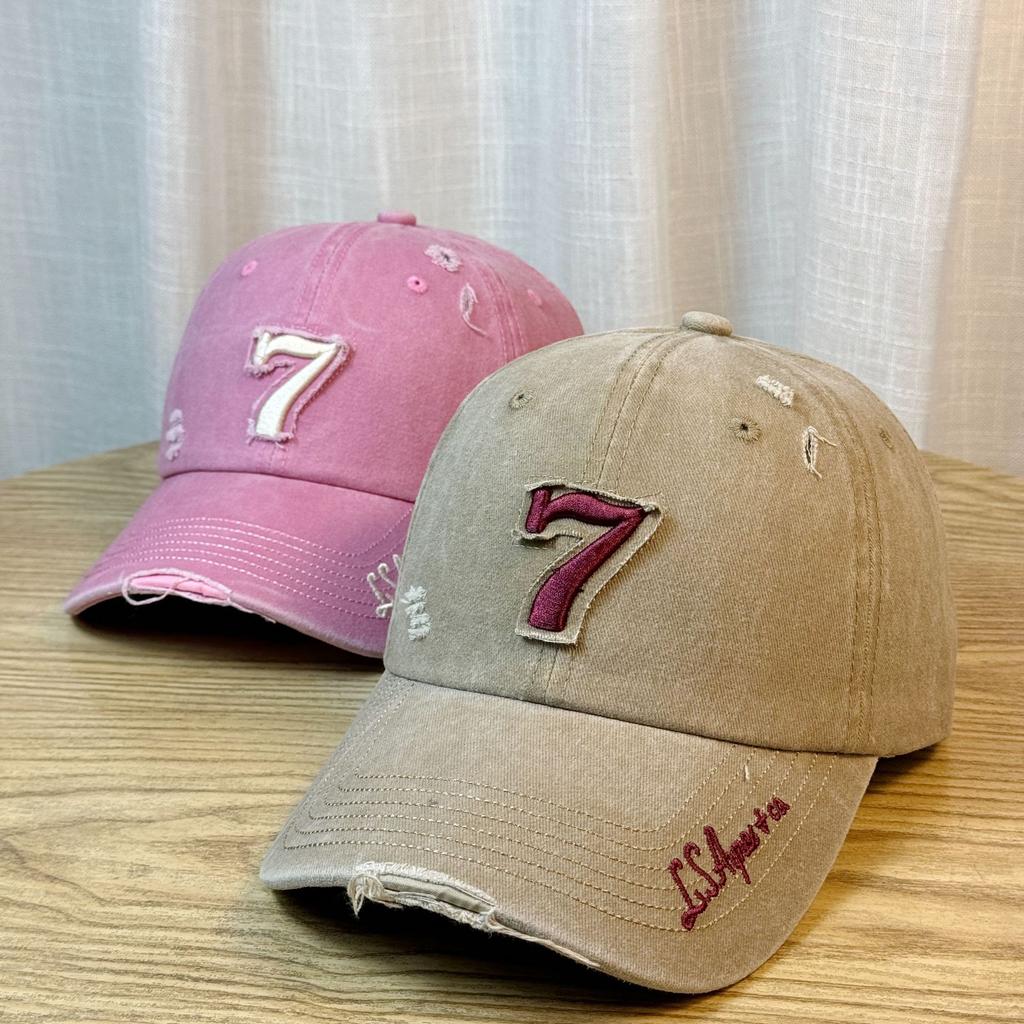 Washed and Distressed Soft Top Baseball Cap for Men and Women Versatile Korean Style Trendy Brand American Street Embroidered Letter Cap