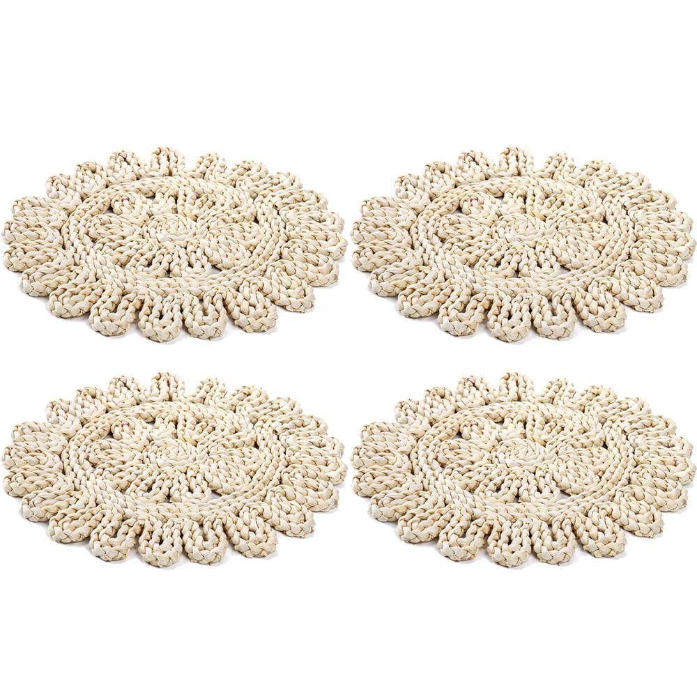 

4/8/12PCS Woven Placemat Boho Straw Placemat Natural Braided Tablemat Farmhouse Decor for Wedding Thanksgiving Party 30cm 30x30cm