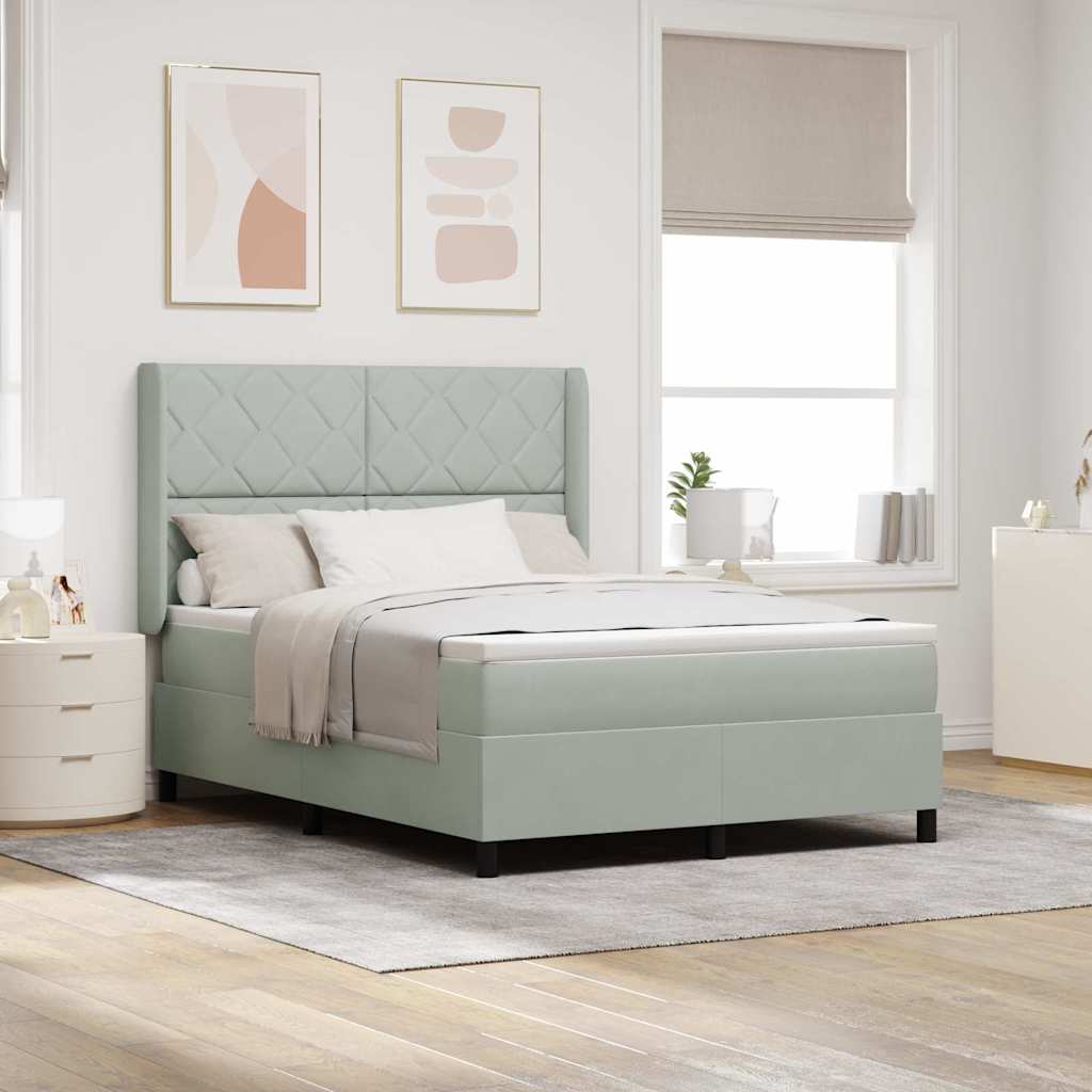 Boxspring Bed with Headboard Light Gray 160 x 200 cm Velvet
