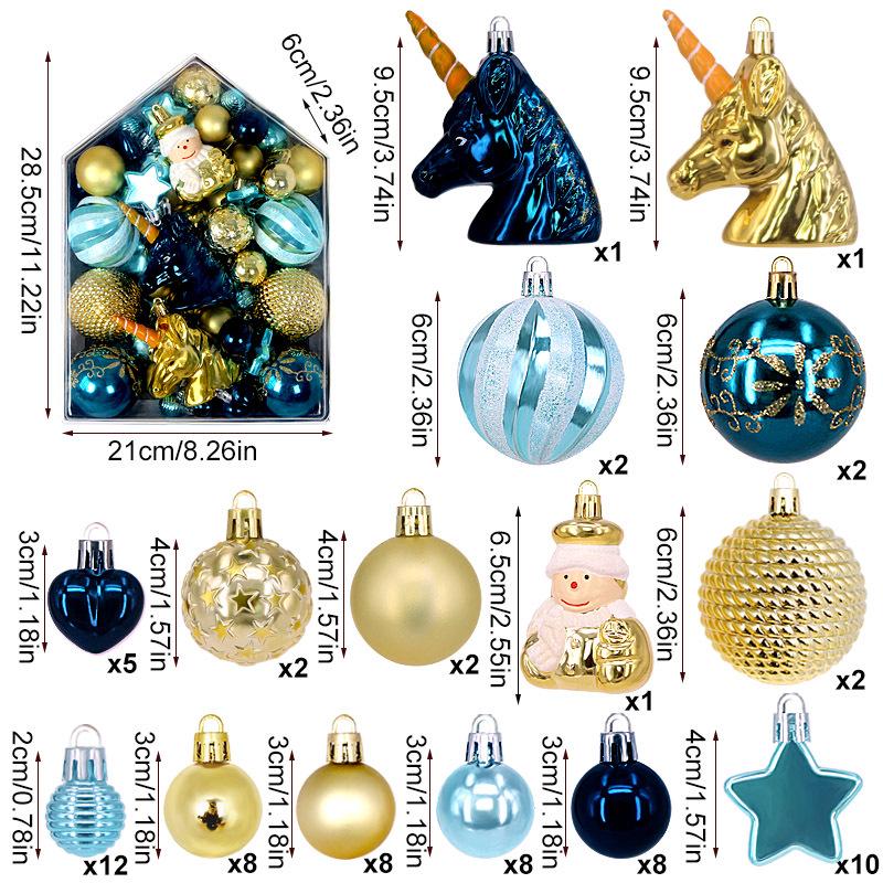 Set di 72 Palline di Natale Irregolari Verniciate ed Elettroplaccate per Decorazioni sull'Albero