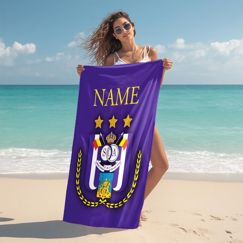 Personalized Royal Soccer Team Crest Beach Towel Microfiber Beach Towel Thin Absorbent for Beach Swimming Yoga Bath Sports. 0910123