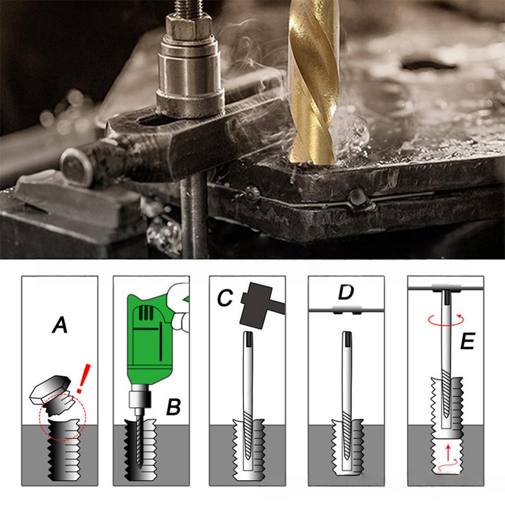 10 pieces coarse tooth threading drill bit set high speed steel with titanium coating for use on metals plastics and more