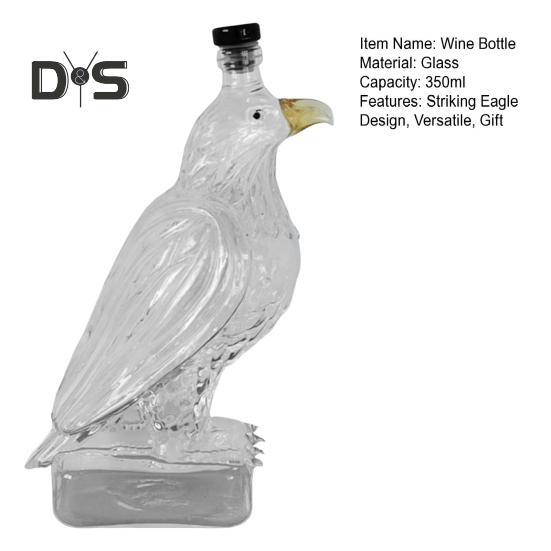 350ml láhev na whisky ve tvaru orla, skleněná láhev na víno s motivem orla, bytová dekorace, dárek na kolaudační párty