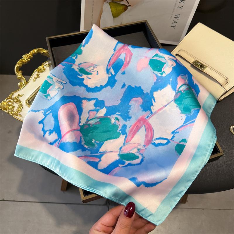 Luxury New Design Print Scarf Women Silk Scarves Bandana Hijab Neckerchief Shawl Kerchief Hair Band Foulard Lady