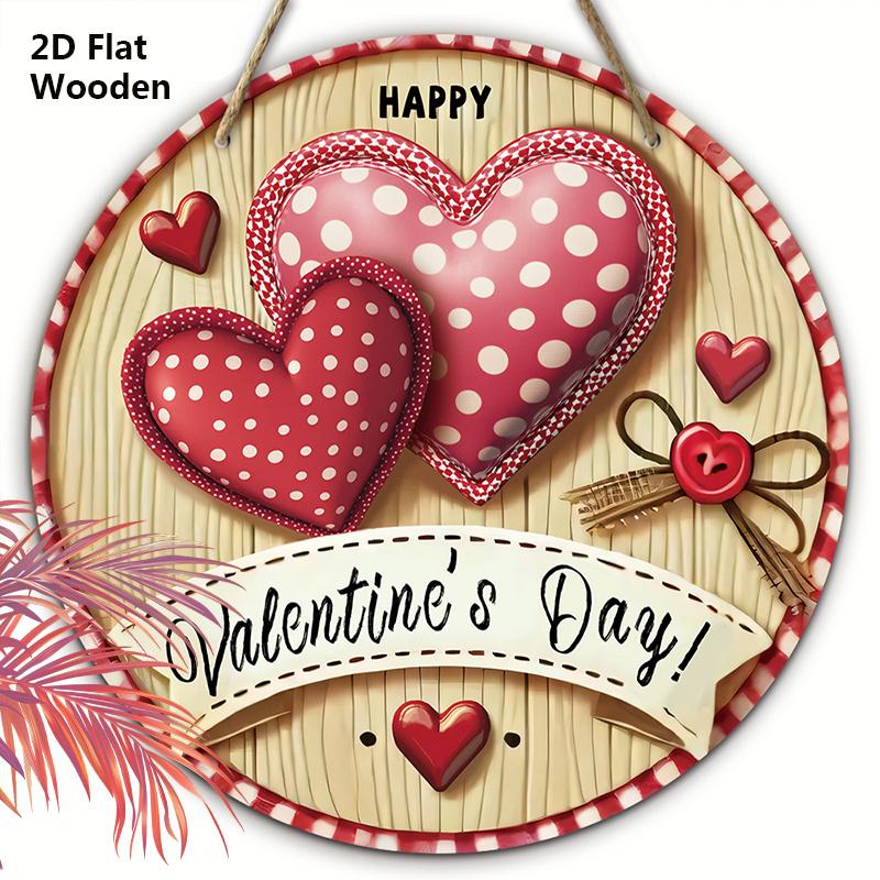 

Деревянная табличка на День святого Валентина с романтическим любовным узором - Декоративная табличка с надписью С Днем святого Валентина - Идеальный подарок для пары 20cm/7.87in красный