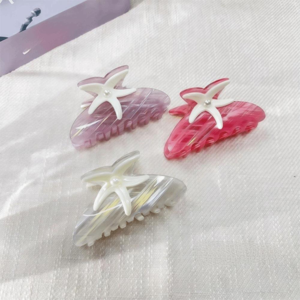 Colorful Starfish Hair Grab Large Acrylic Shark Clip Cute Pearl Hair Claw Back Head