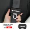 VIJT4 Car Seat Belt Buckle Cover Leather Protector Anti-collision Case For Skoda Kodiaq Octavia 2 3 Rapid Karoq Fabia Kamiq Superb