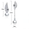 Womens Korean Fashion Elegant Anti-allergy 925 Silver Plated Zircon Crystal Asymmetric Long Ear Stud Earrings Female Jewelry Gifts