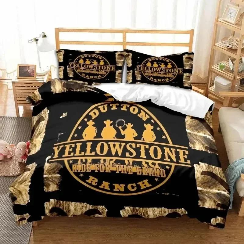 This Is My Yellow-Stone Watching Retro Fashion Bedding Set Duvet Cover Pillowcase Single Double King Size Adult Bedroom Gift