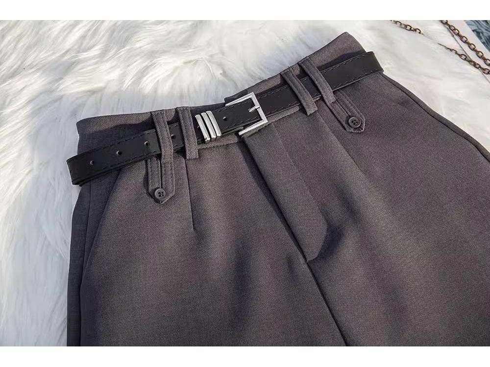 Women's Summer Grey High-Waisted A-Line Shorts 2025 - Loose Wide-Leg Casual Trousers