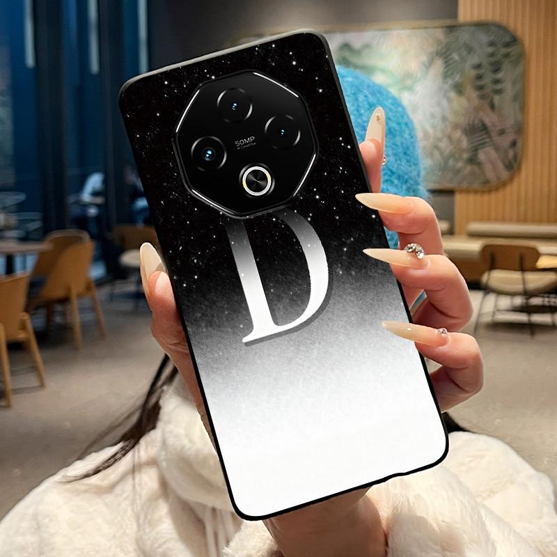 Anti-scratch Phone Case For Umidigi G100 Pro/G100 5G Soft Silicone Black Casing Lucky A-Z Letter With Flower Couple Shell