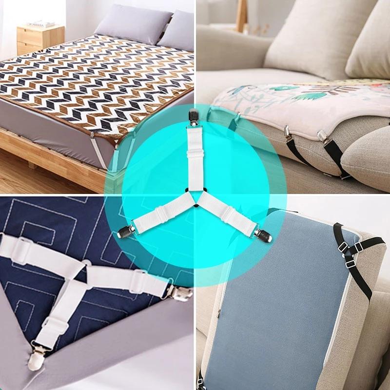 4 Pcs/set Elastic Bed Clips Sheet Belt Fastener Adjustable Bed Sheet Grippers Mattress Cover Non-slip Clip Blankets Holder