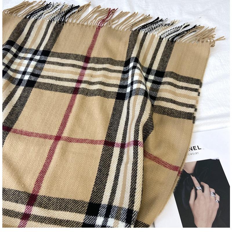 Scarf Women's Autumn and Winter Shawl Imitation Cashmere British Plaid Warm Fringed Scarf