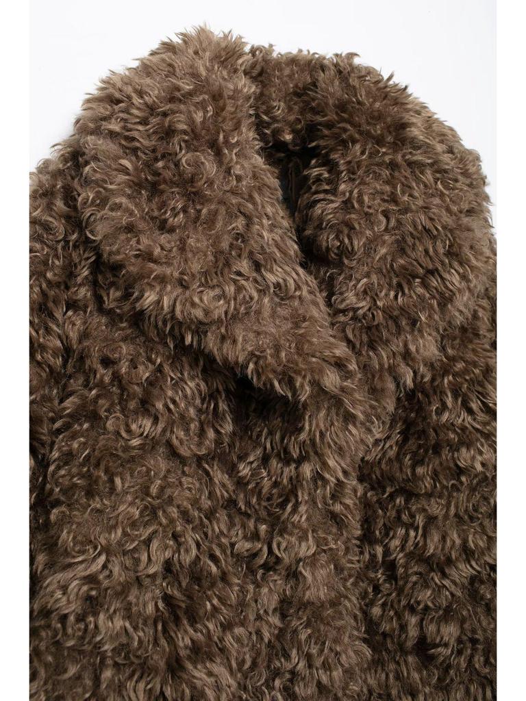 SHEIN Damen Kunstpelz Herbst Midilanger Mantel Jacke