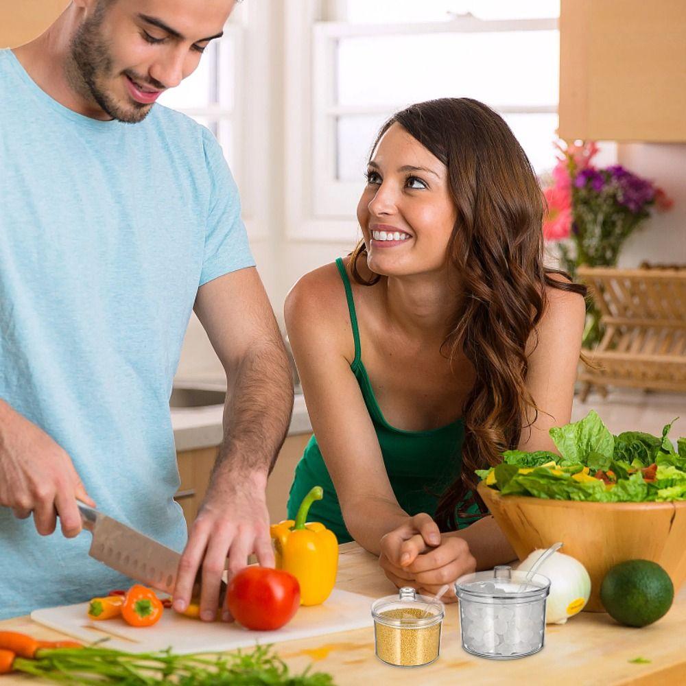 Transparent Seasoning Jar Anti-fall Condiment Container Acrylic Sugar Bowl  Restaurant