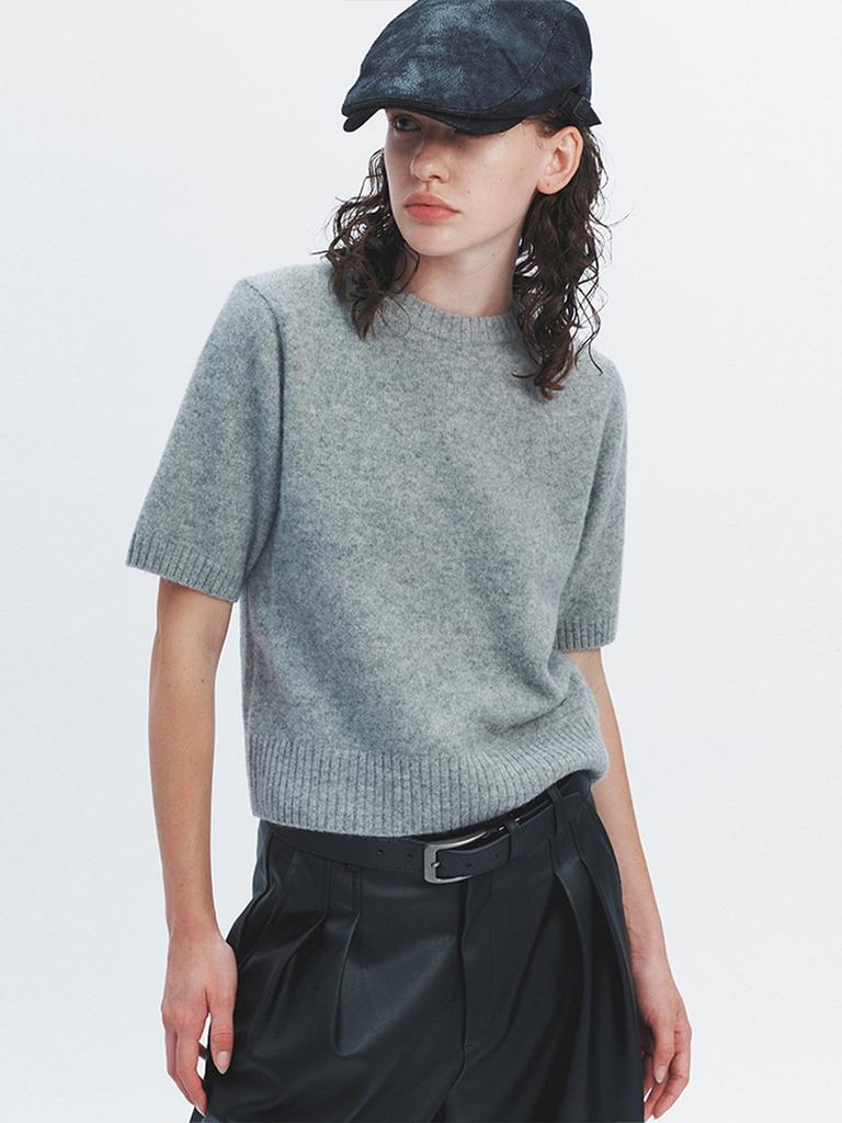 HAVELESS Sofy Alpaca Round Knit Top Gray
