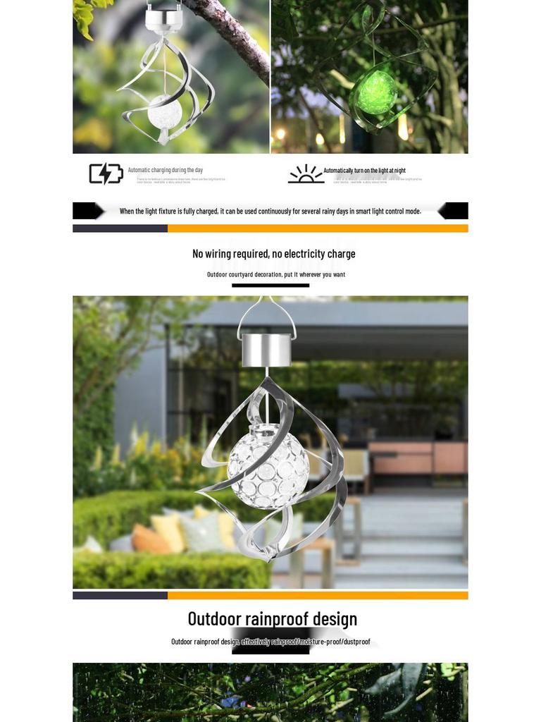 Colorful Solar Wind Spinner LED Light: Waterproof RGB Lawn Decor