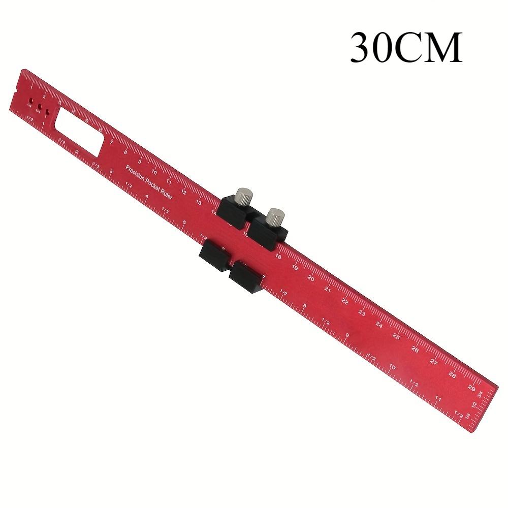 Woodworking Precision Pocket Ruler Aluminum Slide Ruler Inch and Metric T-Scribe Ruler Square Layout Tool with Slide Stop
