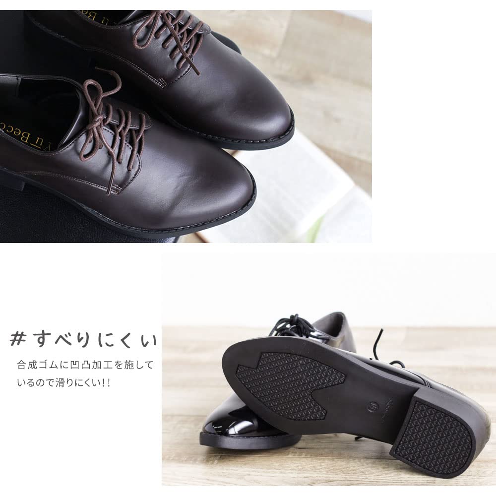 Patent Leather Oxford Handsome M [ArchContact] Women's Lace-Up Shoes, Shoes, Casual, Cute, Black, Smooth,