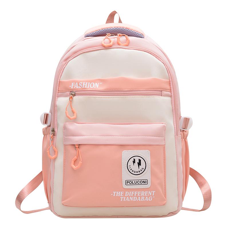 

Mori Style Color Block Casual Backpack for Students - Large Capacity 31x14x43 cm розовый