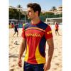 Men's Spanish National Team Football T-Shirt - Full-Body Spanish Flag Print Round Neck Shirt with Iconic Suitable for Sports