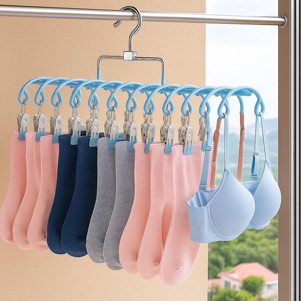 Rustproof Windproof Clothing Rack Stainless Steel Underwear Socks Holder  Home Use