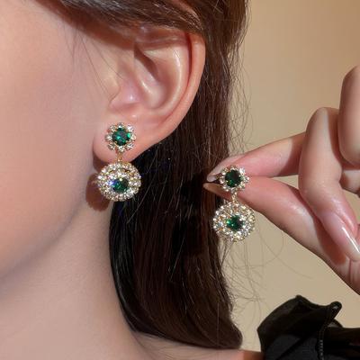 Rhinestone Earrings with Light Luxury Earrings Shiny Style and Fashionable Ladies' Geometric Fashion  Unique