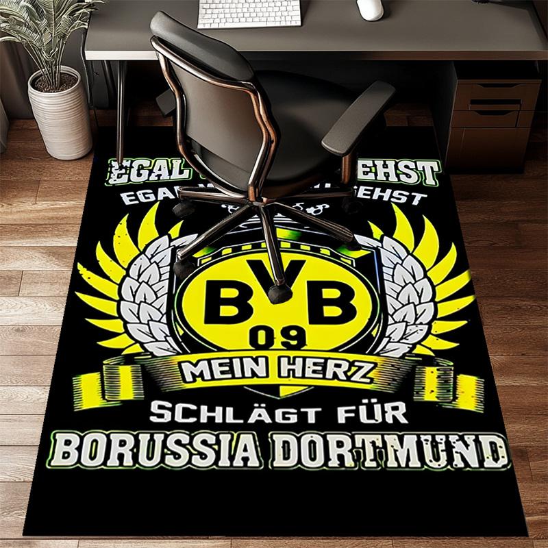 Bvb Soccer Ball Design Printed Office Carpet Chair Cushion Entryway Rug, Rugs for Living Room, Bedroom Christmas gifts