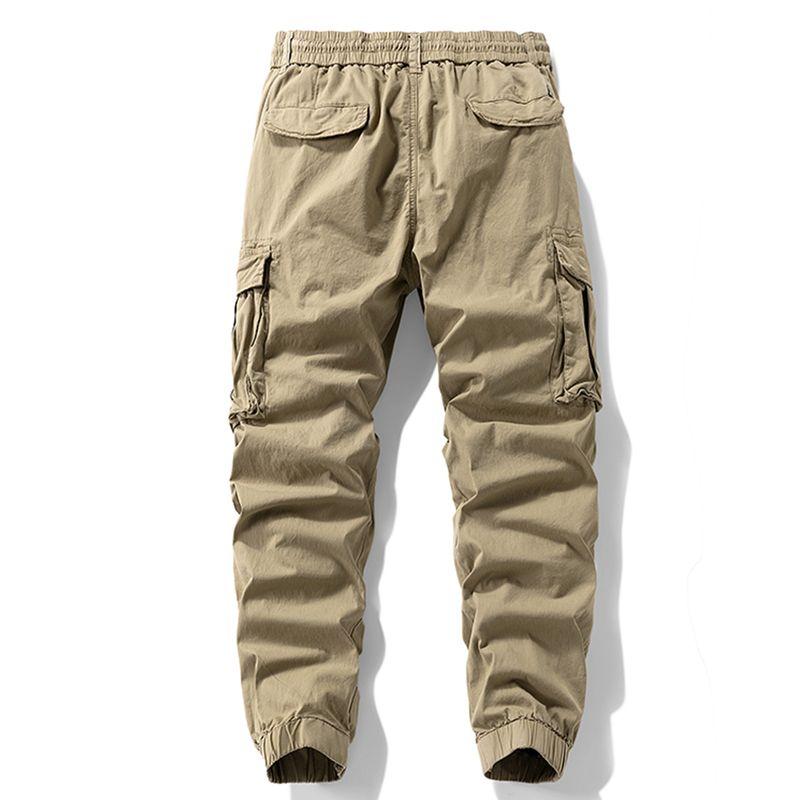Vintage Washed Pure Cotton American-Style Multi-Pocket Cargo Pants for Men, Trendy Spring and Autumn Outdoor Casual Wear-Resistant Jogger Pants