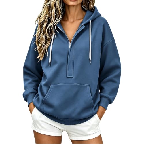 Women's Color Hooded Long Sleeve Pullover Sweatshirt for Casual Everyday Wear