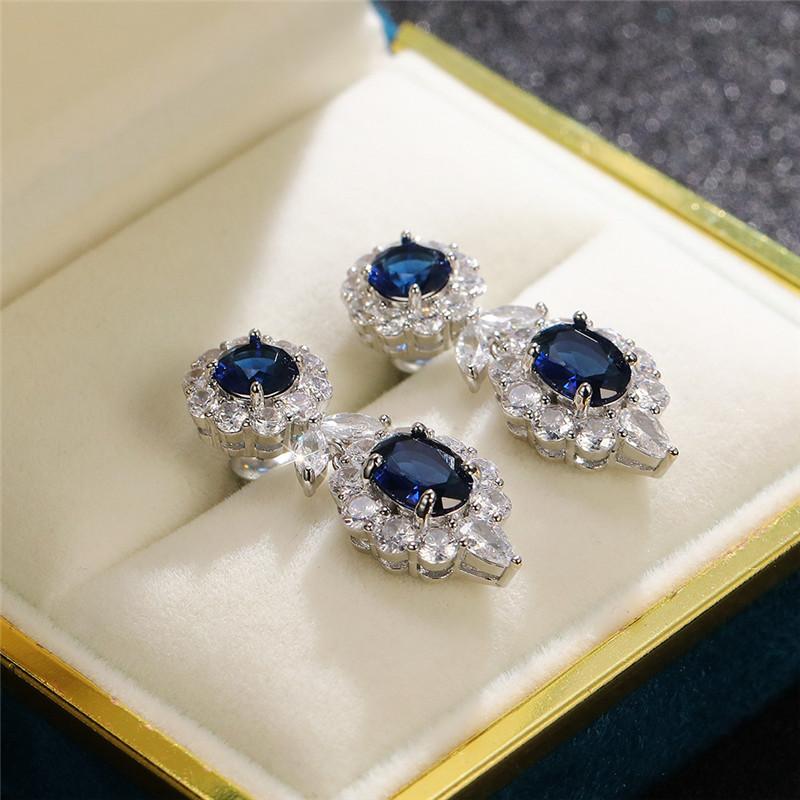 925 Sterling Silver Cubic Zirconia Dangle Earrings for Women Elegant Flower Ear Accessories Anniversary Jewelry