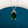 925 Sterling Silver Pendant Necklace for Women Fashion Luxury Emerald Cut Green Cubic Zirconia Party Wedding Fine Jewelry Gift