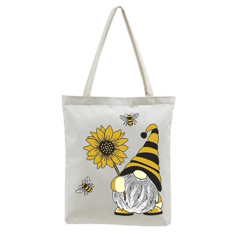 

New Dwarf Series Cute Printed Portable Canvas Bag Student Large Capacity Casual Shoulder Bag 37*33cm