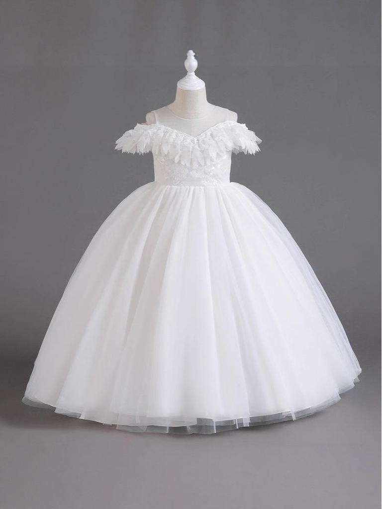 Children's Elegant Fluffy Princess Gown for Little Girls - Wedding, Host, or Piano Performance Dress