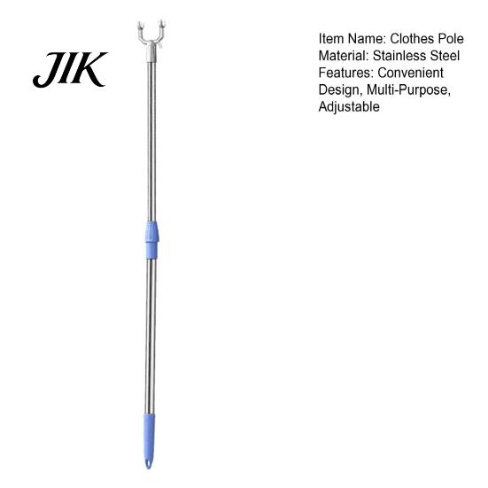 Adjustable Clothes Hanger Stand Pole Stainless Steel U-shaped Fork Retractable Telescoping Rod Hook for Hanging Heavy-duty Garments Strong Load
