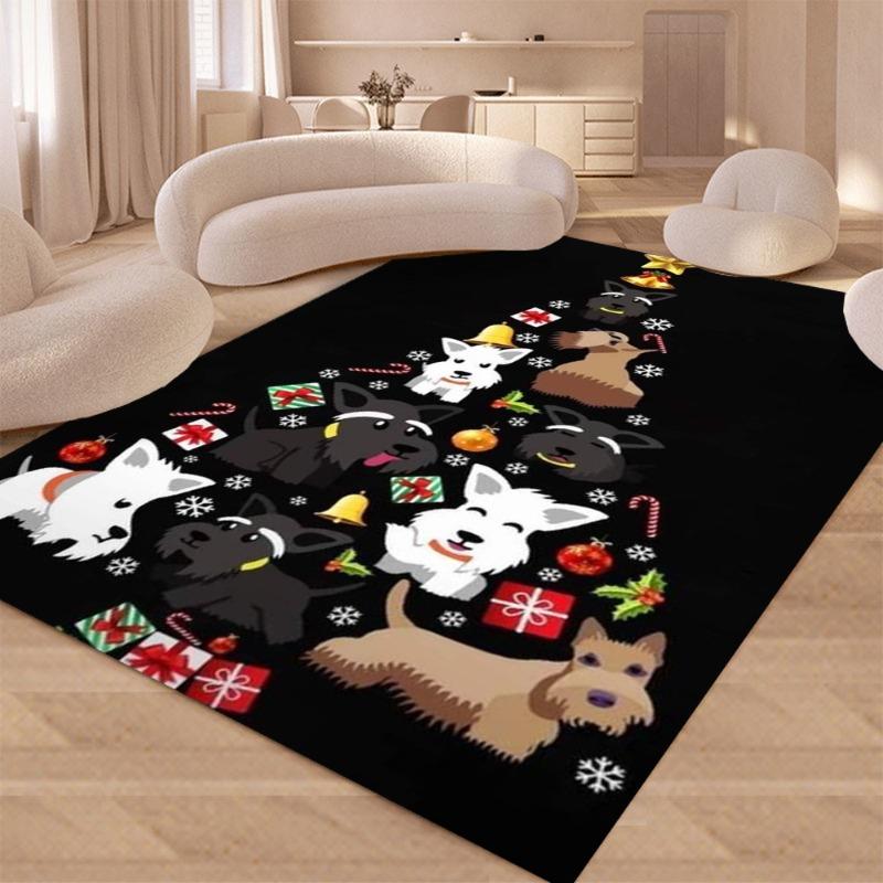 Christmas Carpet Cat Dog Christmas Tree Rug Living Room Anti Slip Warm Mat Creative Fun Christmas New Year Decoration