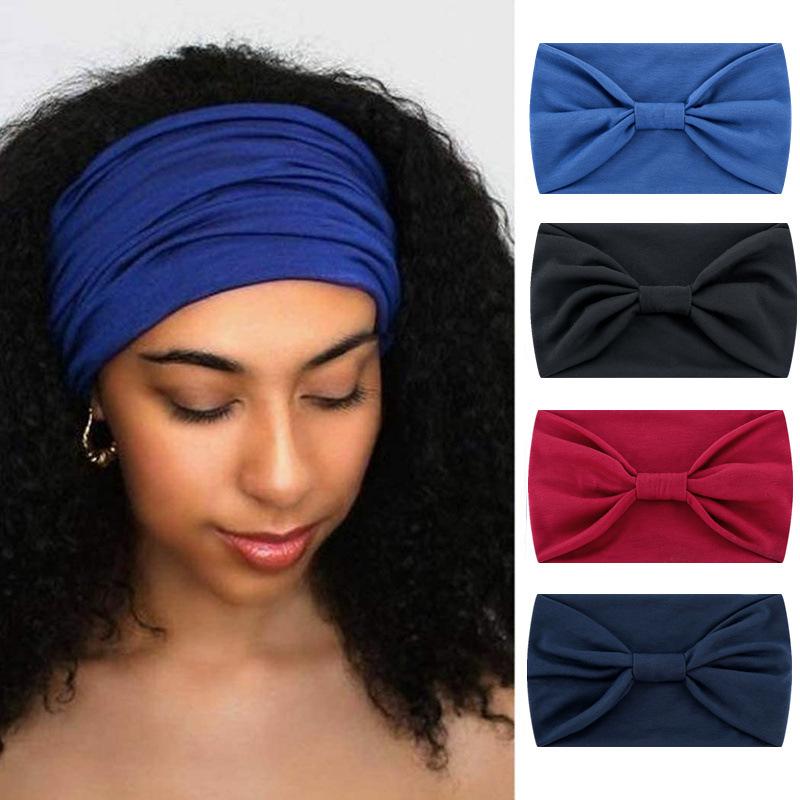Women's Wide Elastic Sports Headband, Solid Color Yoga Sweatband for Running Workout