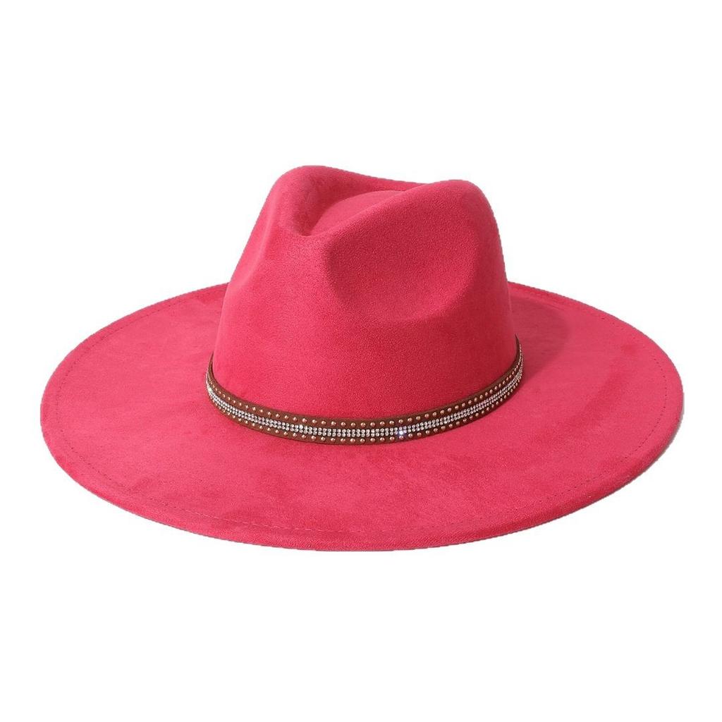 Unique suede brimmed fedora with a high-end feel, cowboy fedora, French ethnic style hat