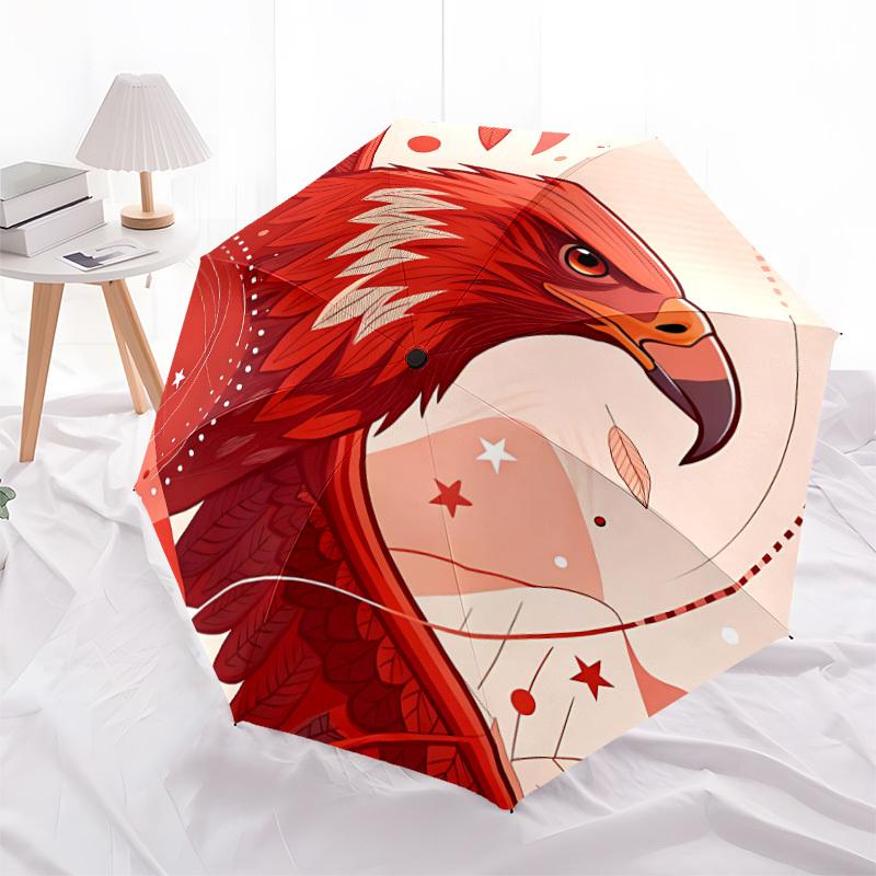 1pc Eagle Feather Fashionable Automatic Opening/Closing Folding Umbrella with 8 Bones, Windproof Portable, Daily Use161