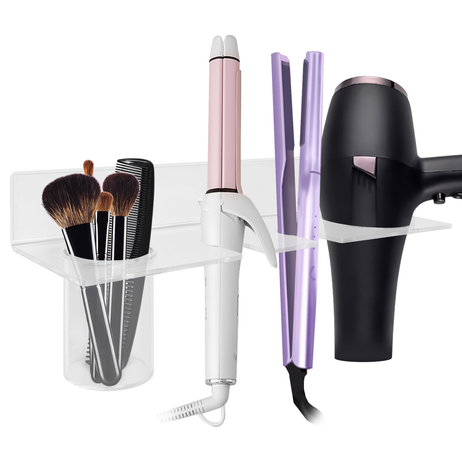 

Linkidea Акриловая подставка для фена с хранением, многофункциональная подставка для фена для Dyson, плоек и выпрямителей для волос, настенная