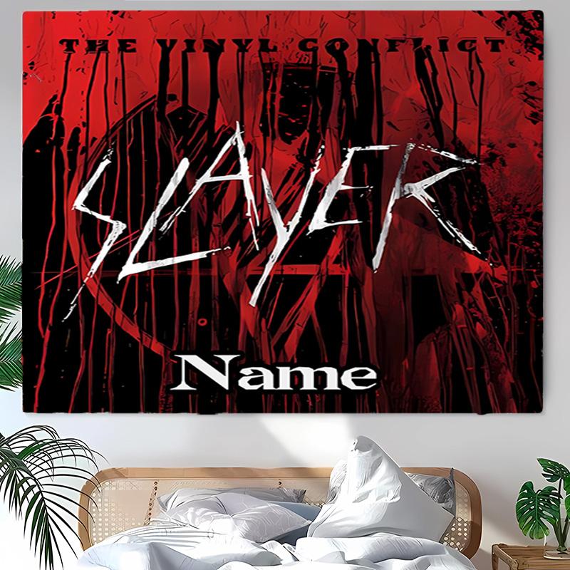 Personalized Slayer logo Background Tapestry,Custom Name Birthday Party,Multifunctional Wall Decoration for Home Decor,Various Occasions